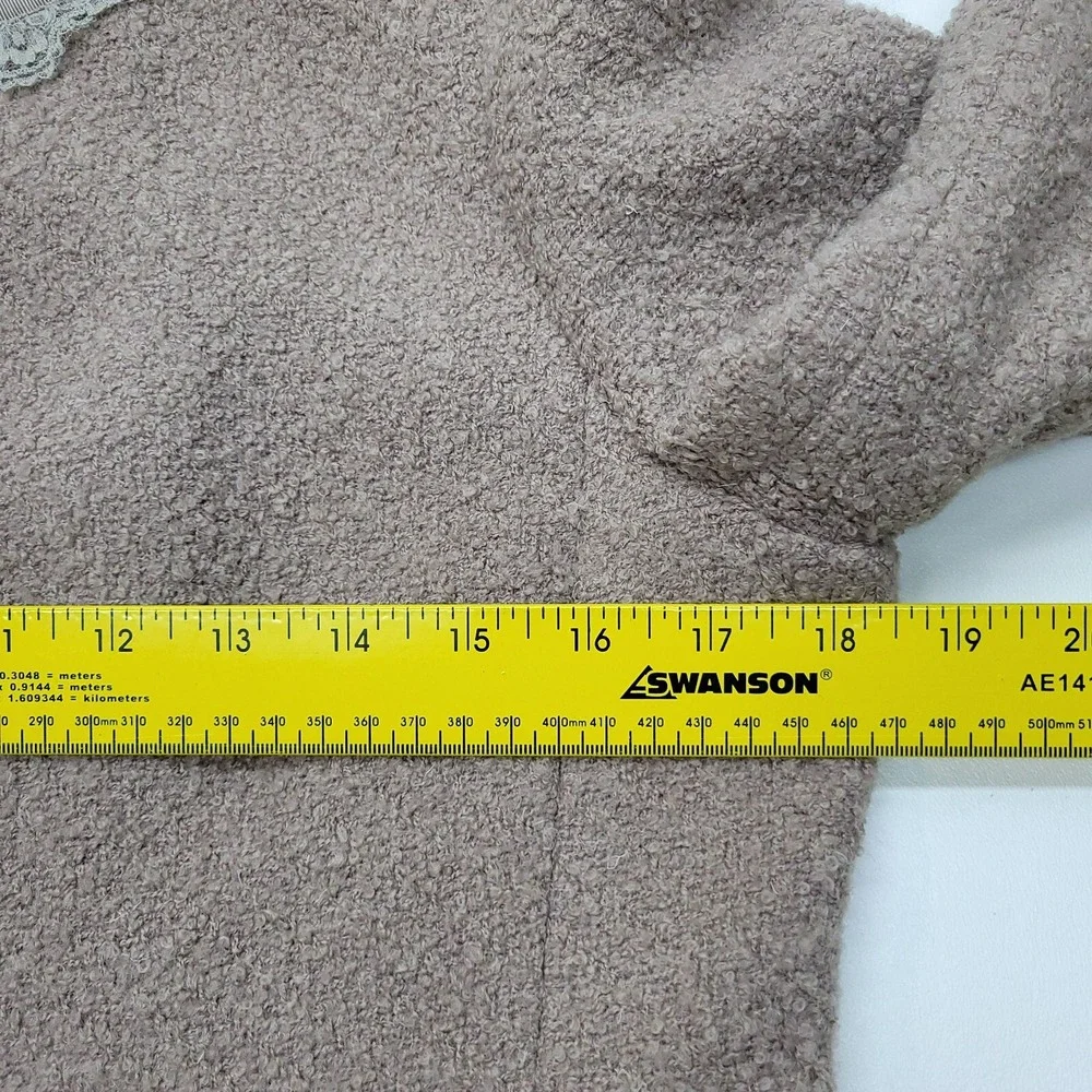 Banana‎ Republic Jacket Women 8 Taupe Wool Boucle Lace Long Sleeve Office Career